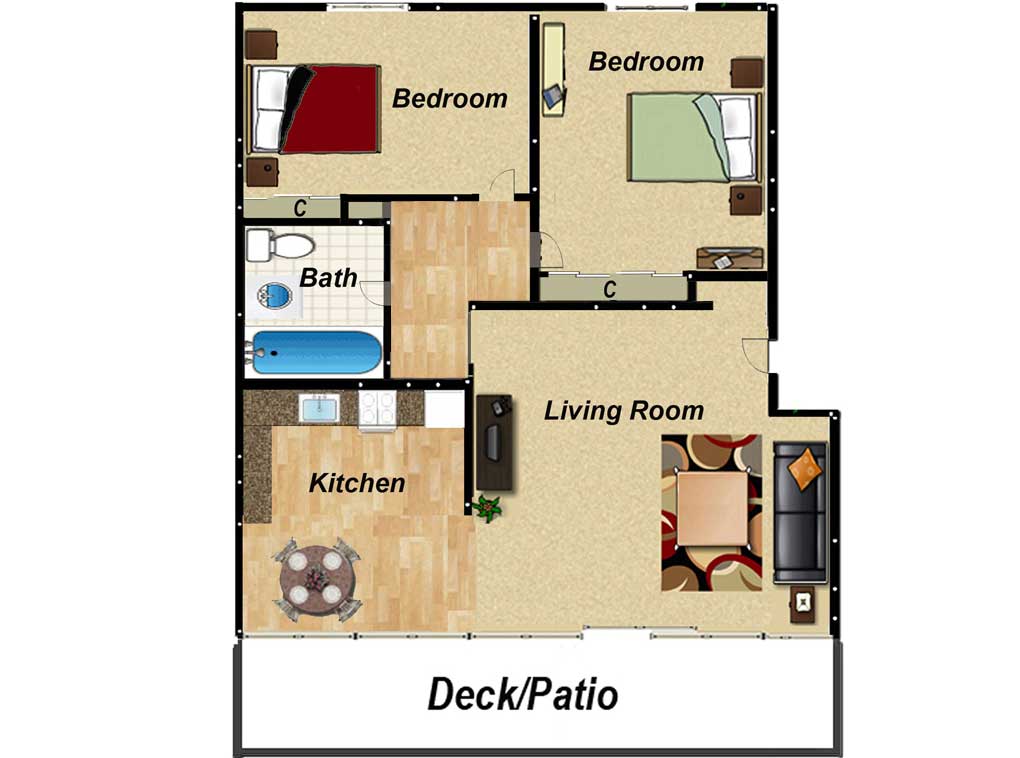 Two Bedroom One Bath with Deck/Patio